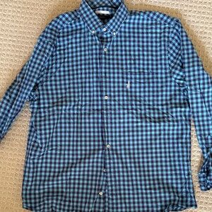 johnnie-O Blue and Black Plaid Shirt